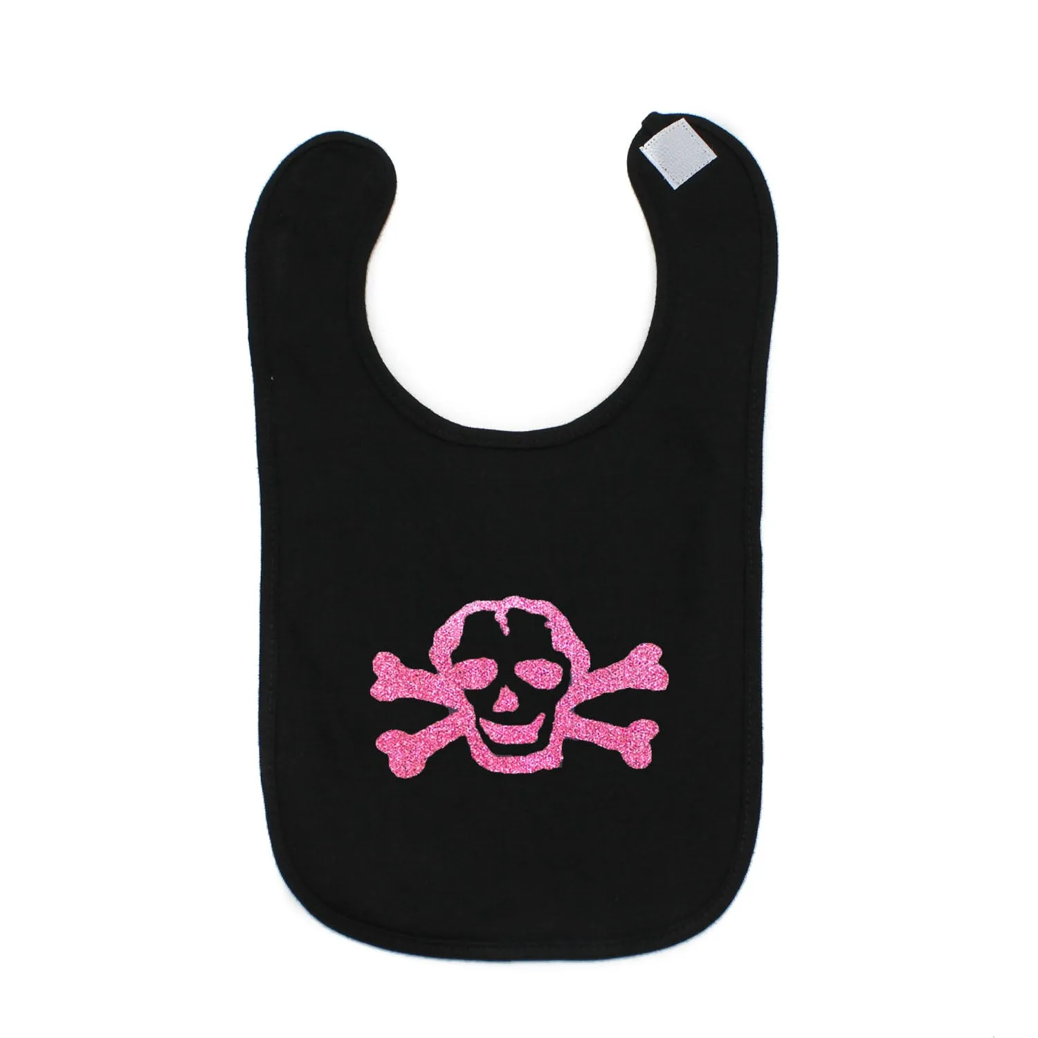 Pink Shiny Glitter Scribble Skull Newborn Baby Soft Cotton Bib