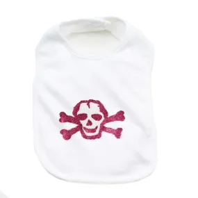 Pink Shiny Glitter Scribble Skull Newborn Baby Soft Cotton Bib