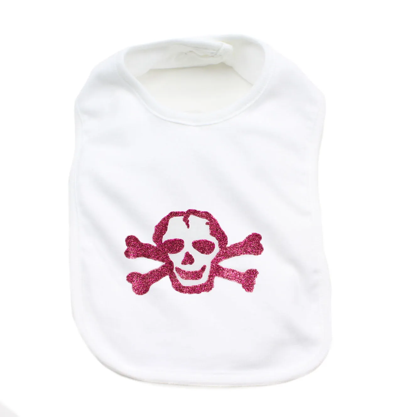 Pink Shiny Glitter Scribble Skull Newborn Baby Soft Cotton Bib