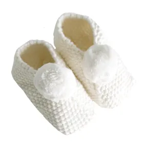 Pom Pom Slippers All Ivory (3-6mths)