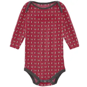 Print Bamboo Long Sleeve One Piece - Crimson Penguins