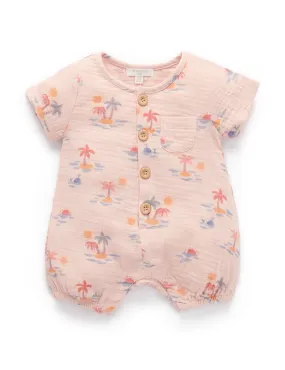 Purebaby Palm Tree Shortie Romper - Palm Island Print