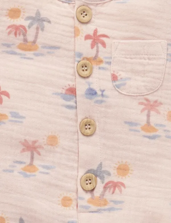 Purebaby Palm Tree Shortie Romper - Palm Island Print