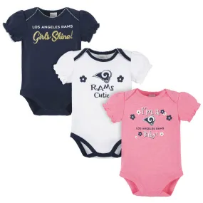 Rams Girls Shine 3-Pack Short Sleeve Bodysuits