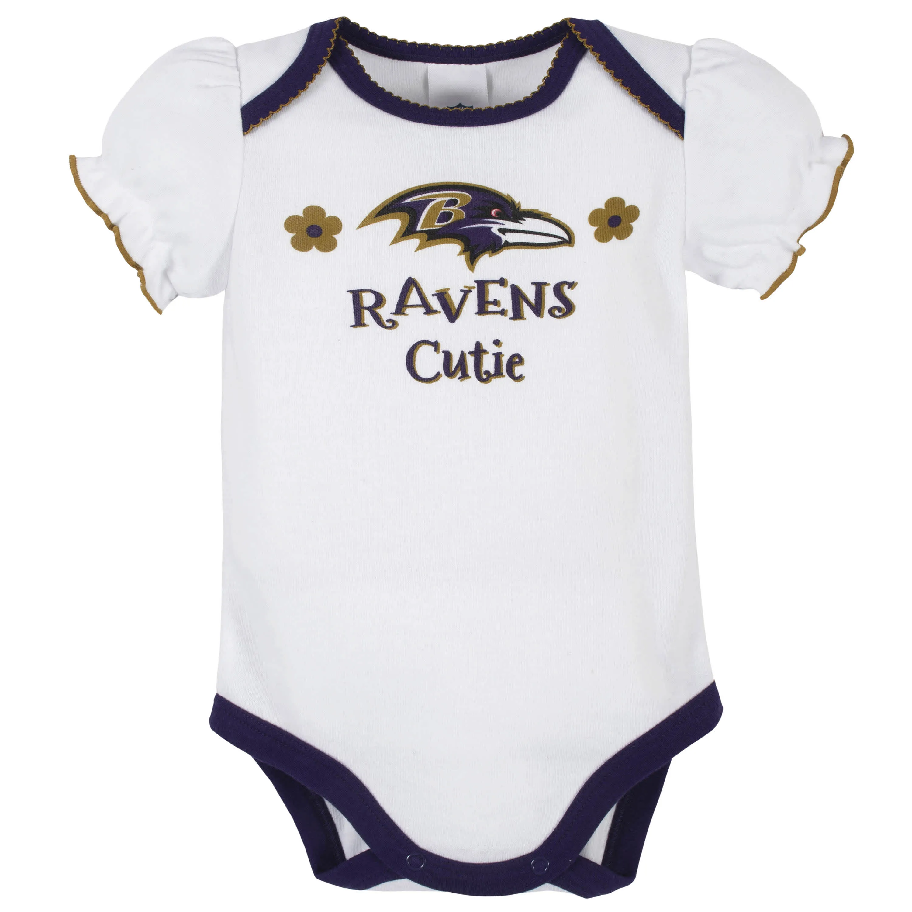 Ravens Girls Shine 3-Pack Short Sleeve Bodysuits