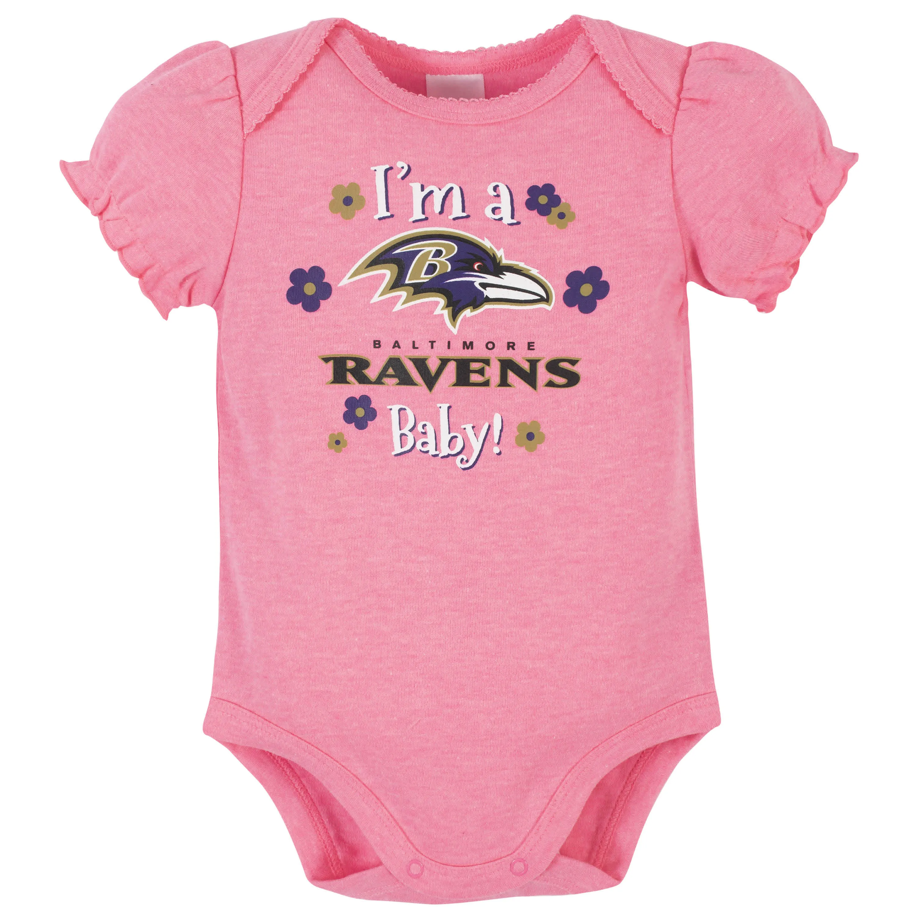 Ravens Girls Shine 3-Pack Short Sleeve Bodysuits