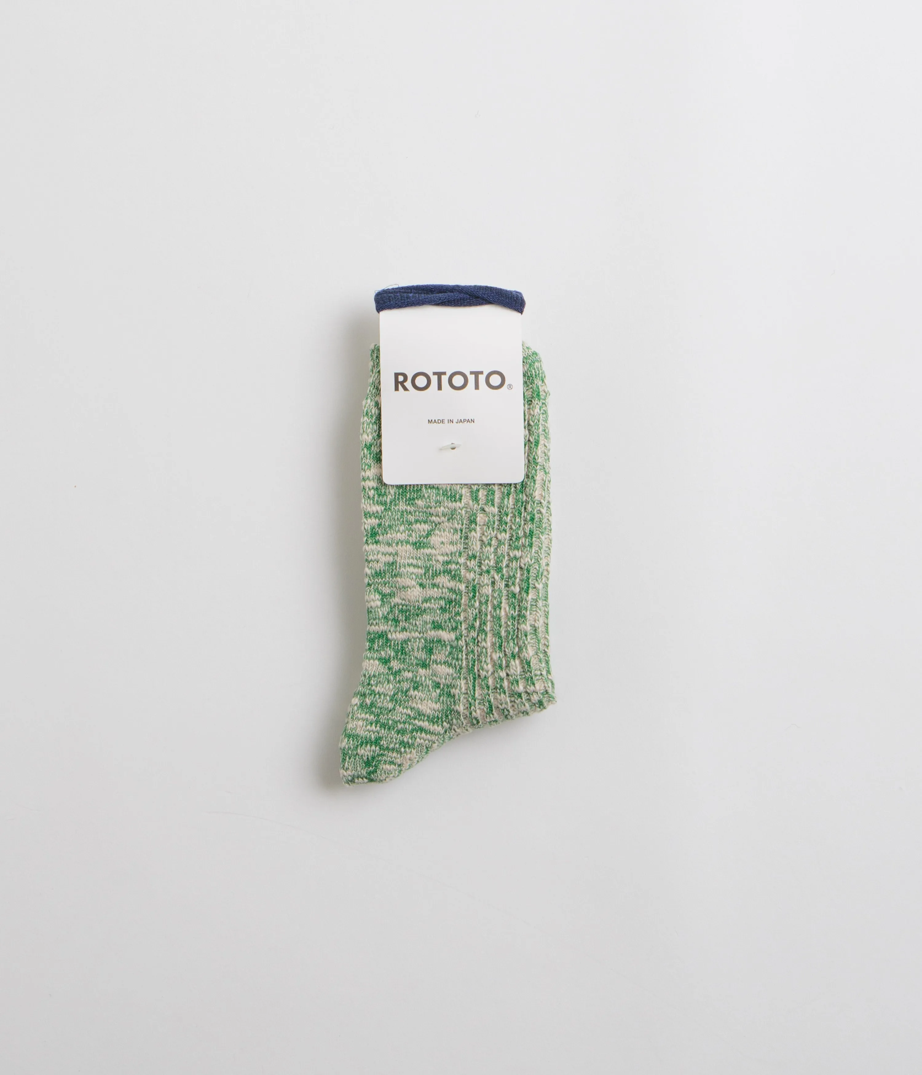 RoToTo OG Cotton Slub Stripe Socks - Green