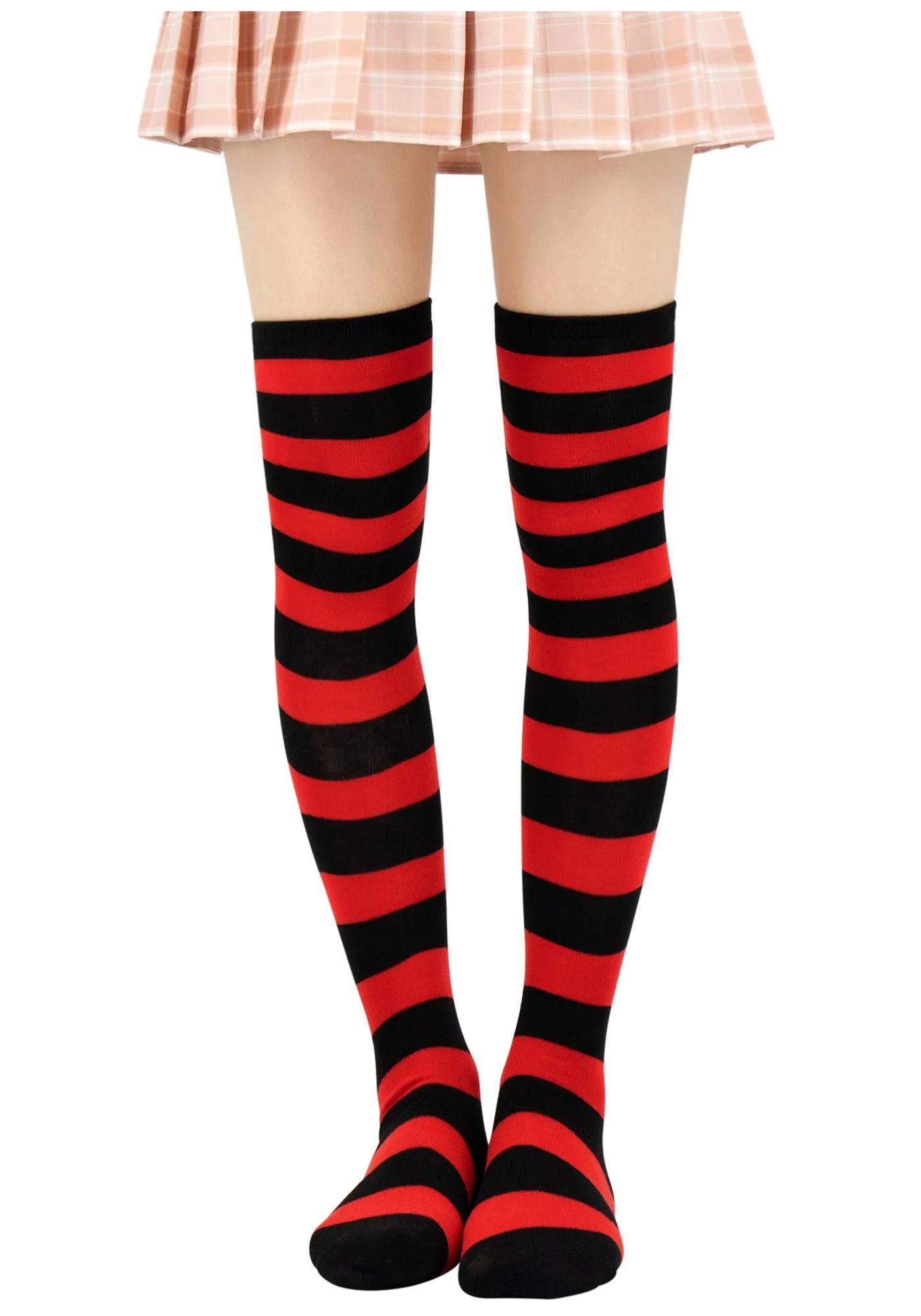 Socks Striped Thigh High Socks Elastic Over The Knee Knit Stockings for Daily or Anime Cosplay