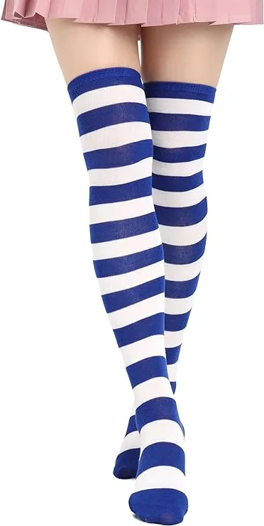 Socks Striped Thigh High Socks Elastic Over The Knee Knit Stockings for Daily or Anime Cosplay