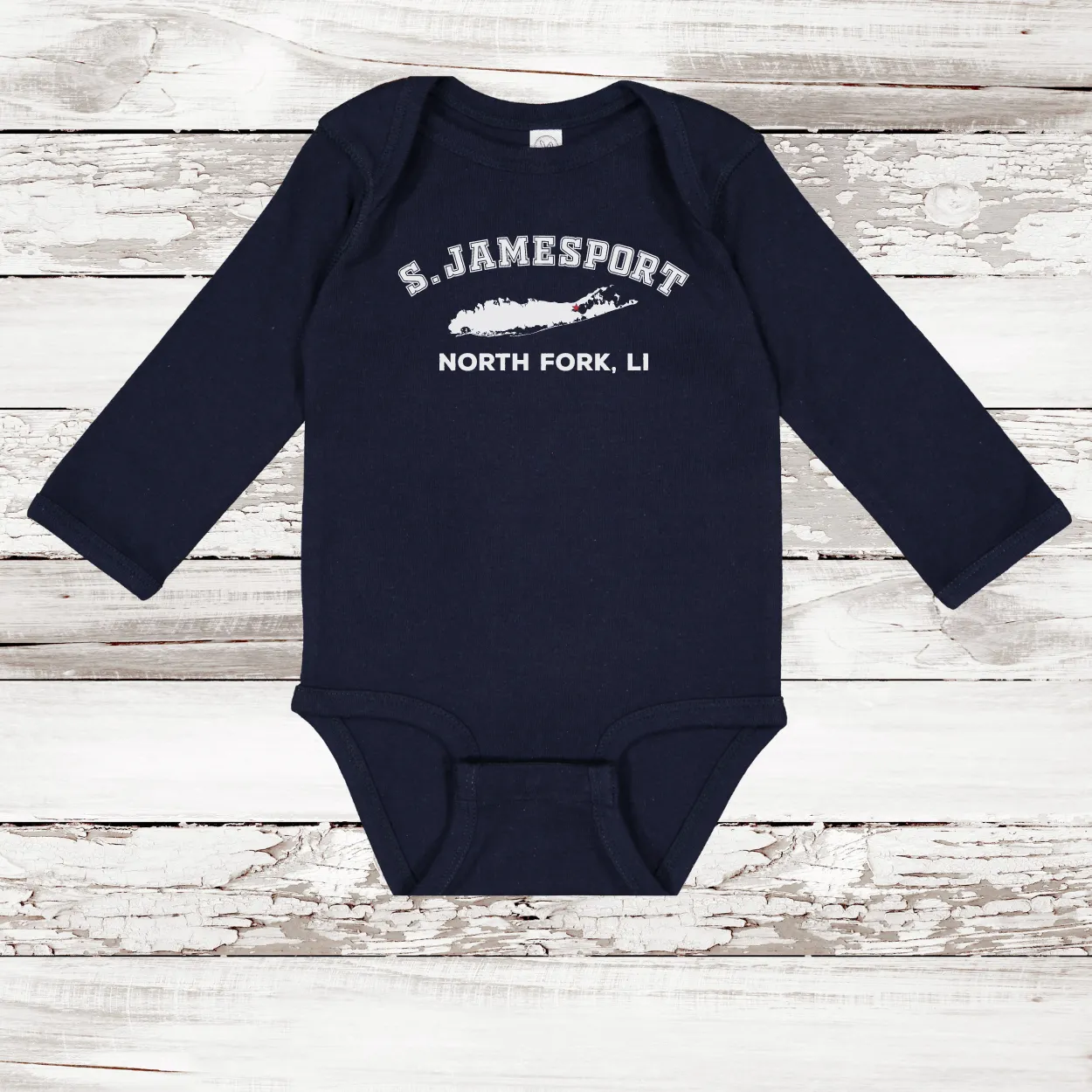 South Jamesport North Fork LI Long Sleeve Baby Onesie | Classic Colors