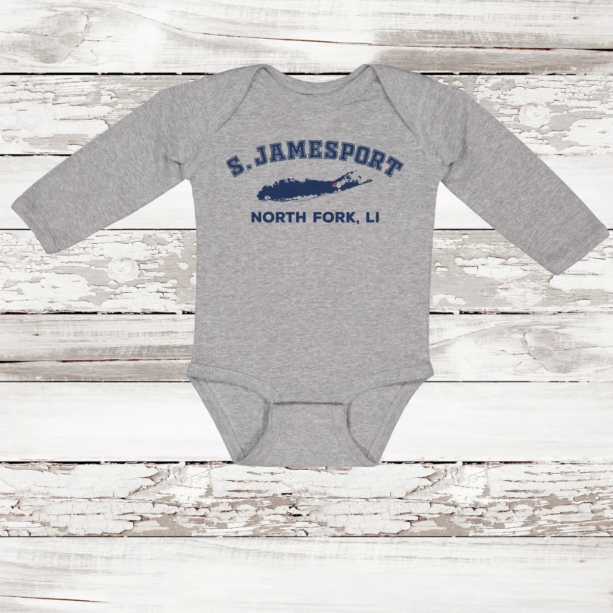South Jamesport North Fork LI Long Sleeve Baby Onesie | Classic Colors