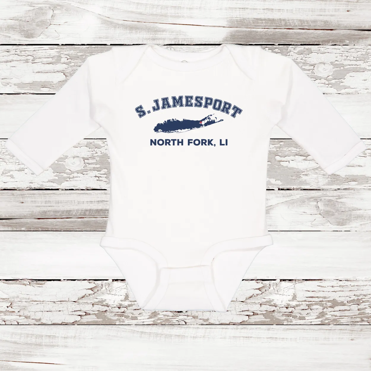 South Jamesport North Fork LI Long Sleeve Baby Onesie | Classic Colors