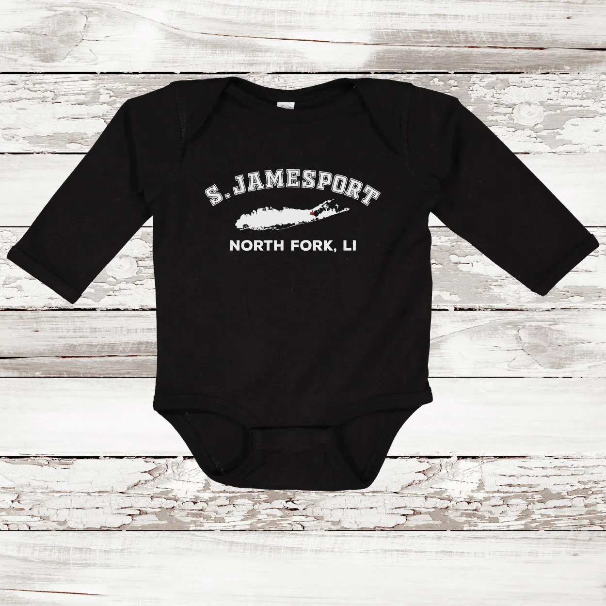 South Jamesport North Fork LI Long Sleeve Baby Onesie | Classic Colors