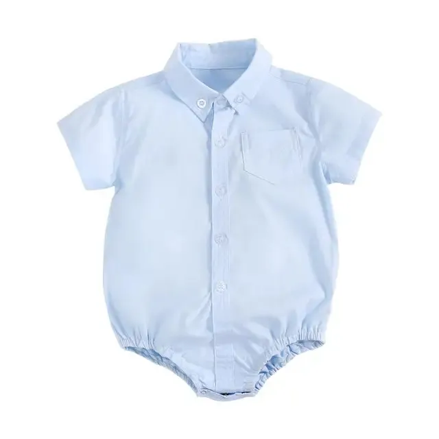 Summer Baby Boys Bodysuits Cotton Toddler Clothes Solid Color Short Sleeve Infants Clothing Formal
