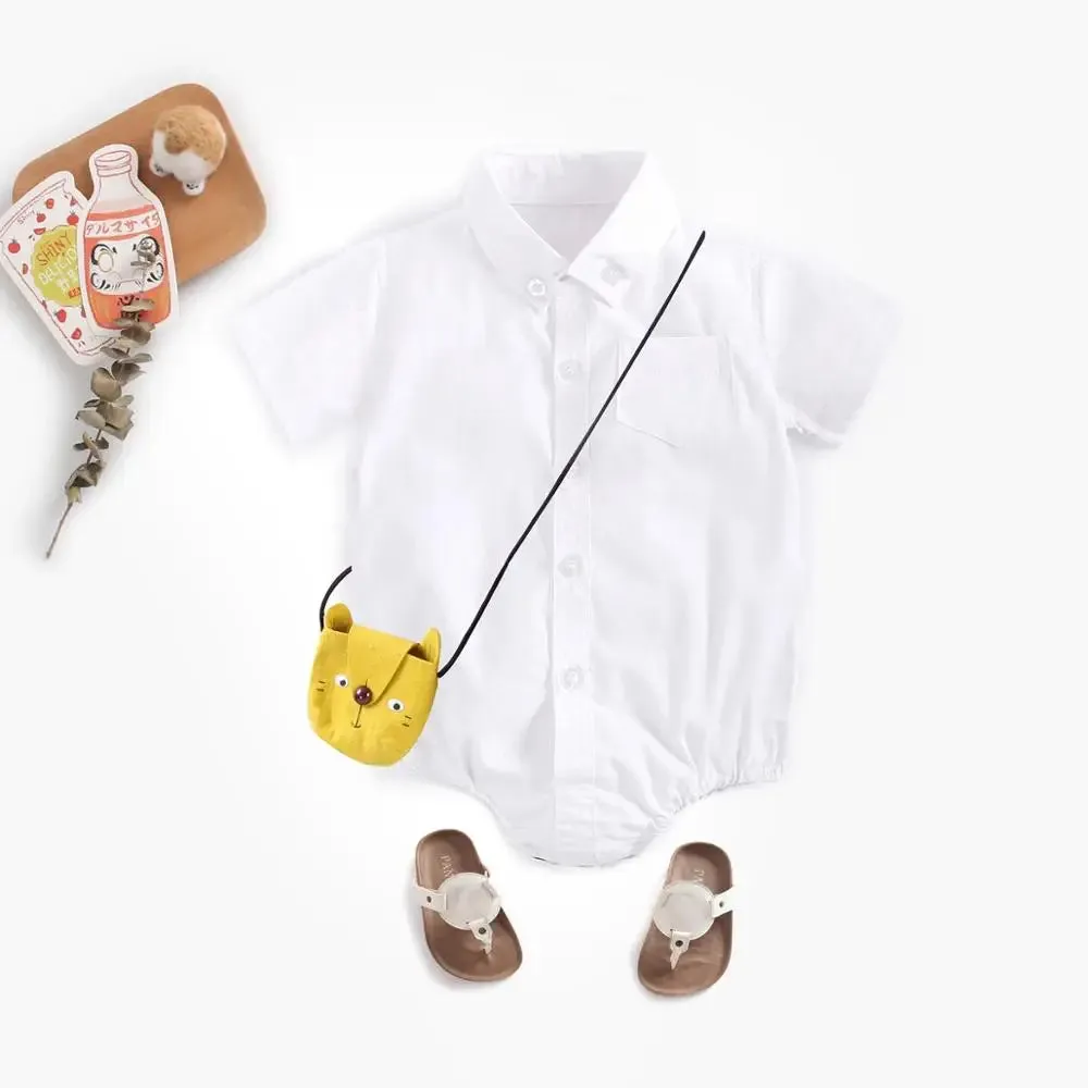 Summer Baby Boys Bodysuits Cotton Toddler Clothes Solid Color Short Sleeve Infants Clothing Formal