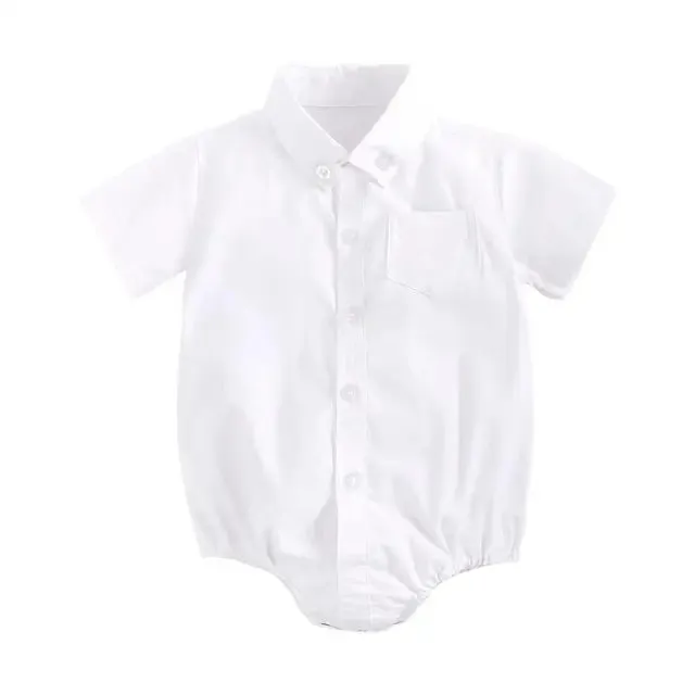 Summer Baby Boys Bodysuits Cotton Toddler Clothes Solid Color Short Sleeve Infants Clothing Formal
