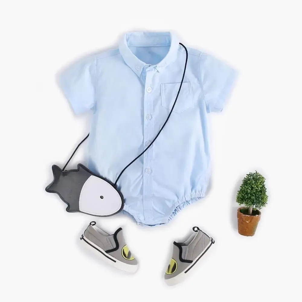 Summer Baby Boys Bodysuits Cotton Toddler Clothes Solid Color Short Sleeve Infants Clothing Formal