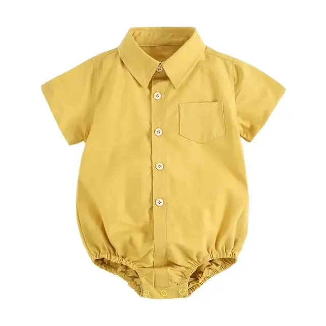 Summer Baby Boys Bodysuits Cotton Toddler Clothes Solid Color Short Sleeve Infants Clothing Formal