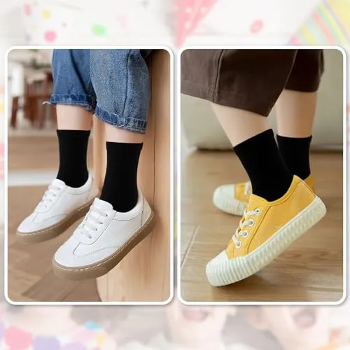Tenpluszero Kids Cotton Crew Socks 12 Pairs Toddler Kids Athletic Crew Socks for Boys and Girls
