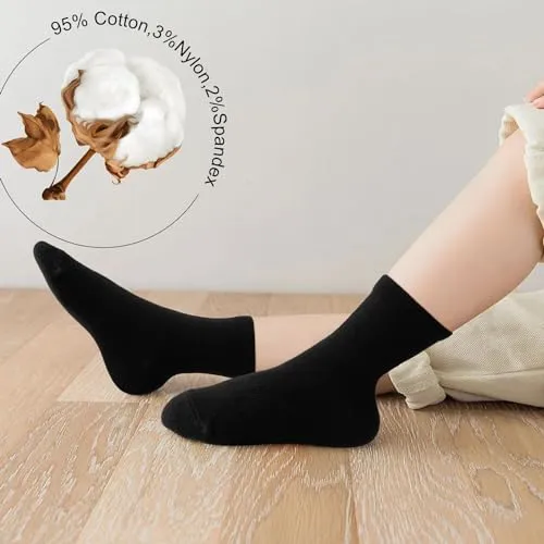Tenpluszero Kids Cotton Crew Socks 12 Pairs Toddler Kids Athletic Crew Socks for Boys and Girls