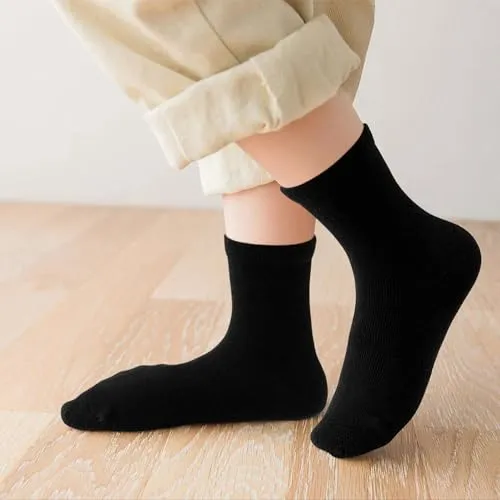 Tenpluszero Kids Cotton Crew Socks 12 Pairs Toddler Kids Athletic Crew Socks for Boys and Girls