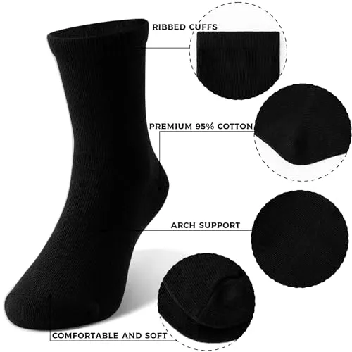 Tenpluszero Kids Cotton Crew Socks 12 Pairs Toddler Kids Athletic Crew Socks for Boys and Girls