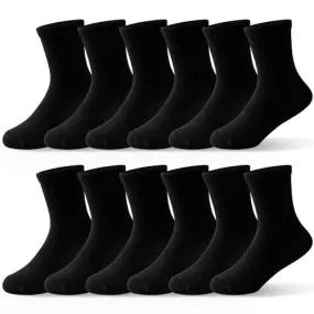 Tenpluszero Kids Cotton Crew Socks 12 Pairs Toddler Kids Athletic Crew Socks for Boys and Girls