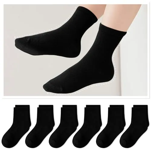 Tenpluszero Kids Cotton Crew Socks 12 Pairs Toddler Kids Athletic Crew Socks for Boys and Girls