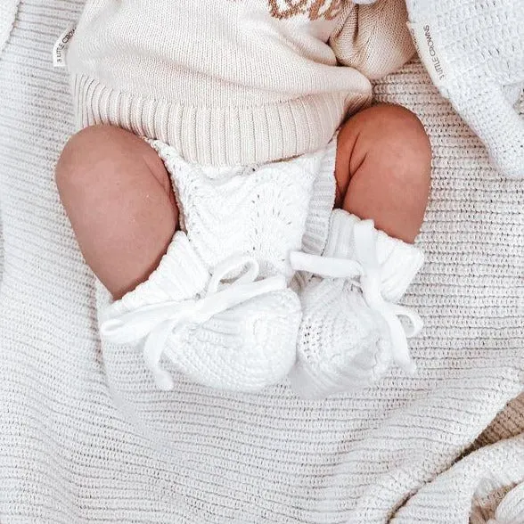 Textured Knit Booties - Ivory