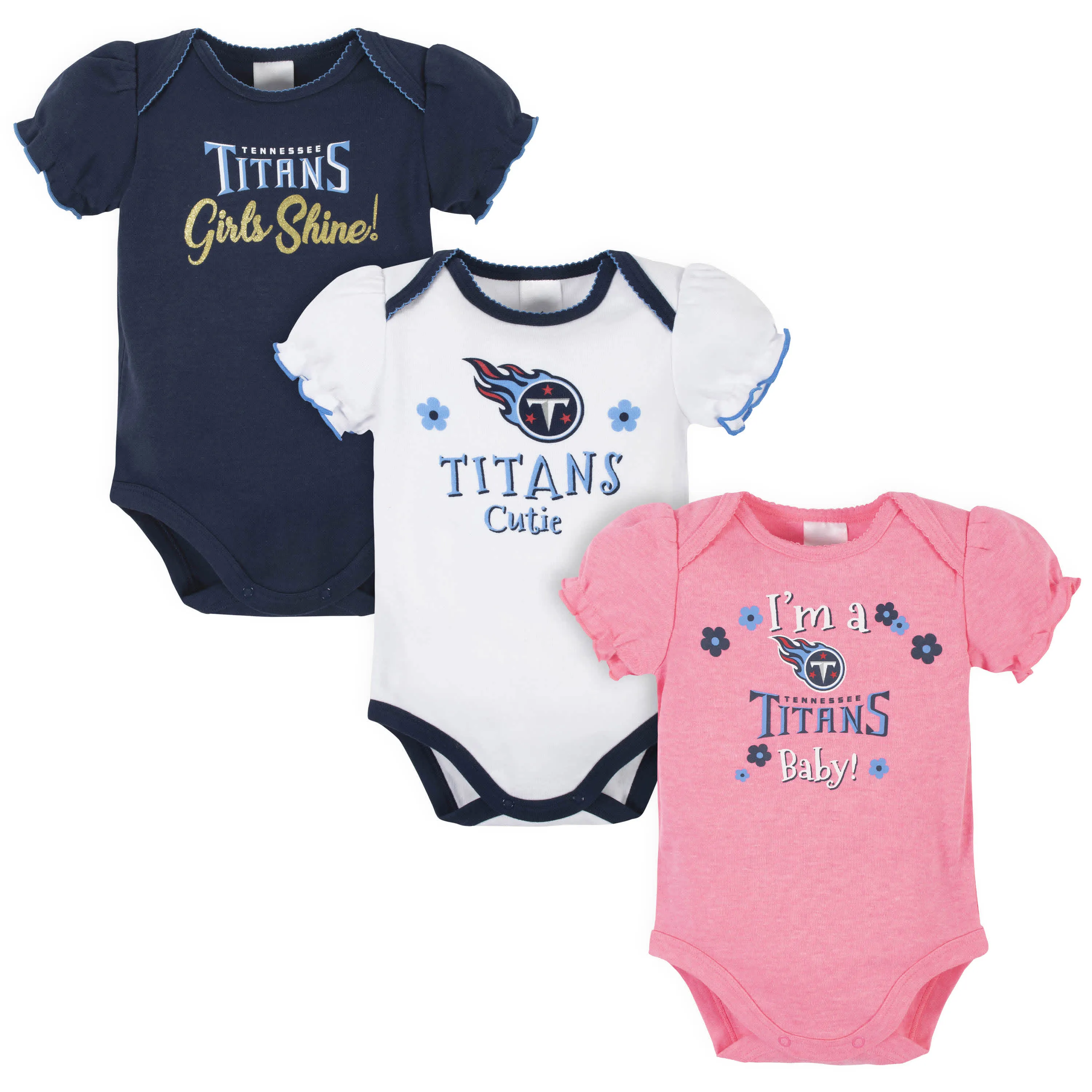 Titans Girls Shine 3-Pack Short Sleeve Bodysuits