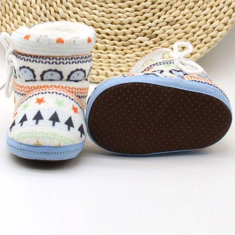 Winter Print Themed Baby Booties