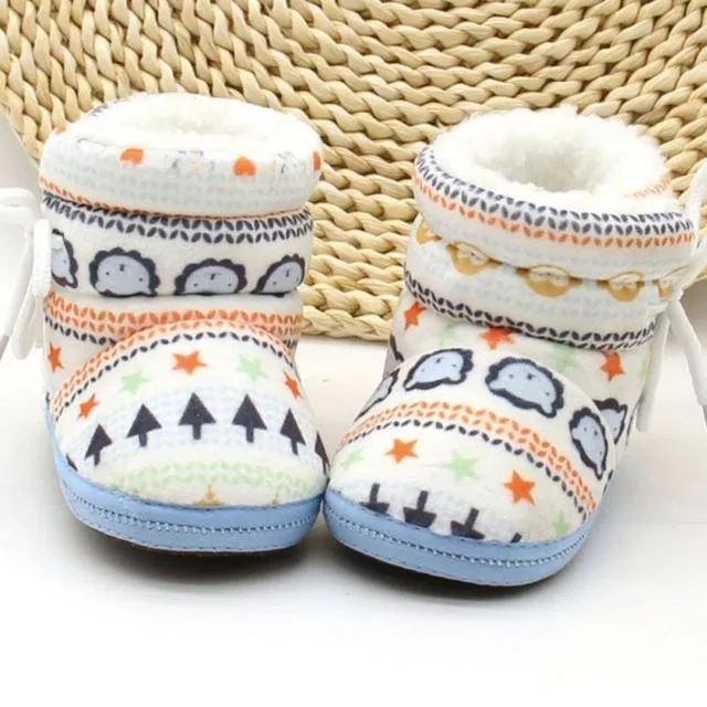 Winter Print Themed Baby Booties