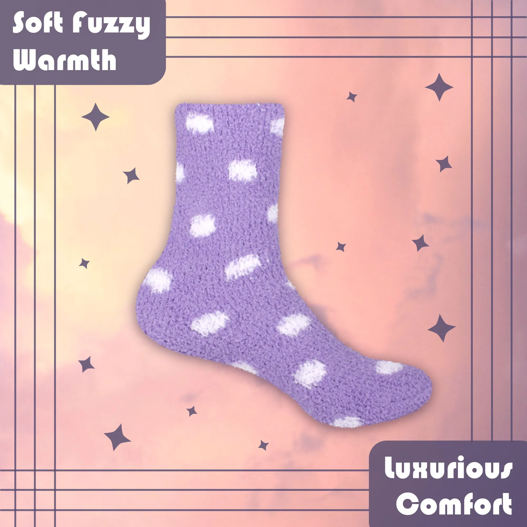 Women's Fuzzy Polka Dots Socks - 8 Pair