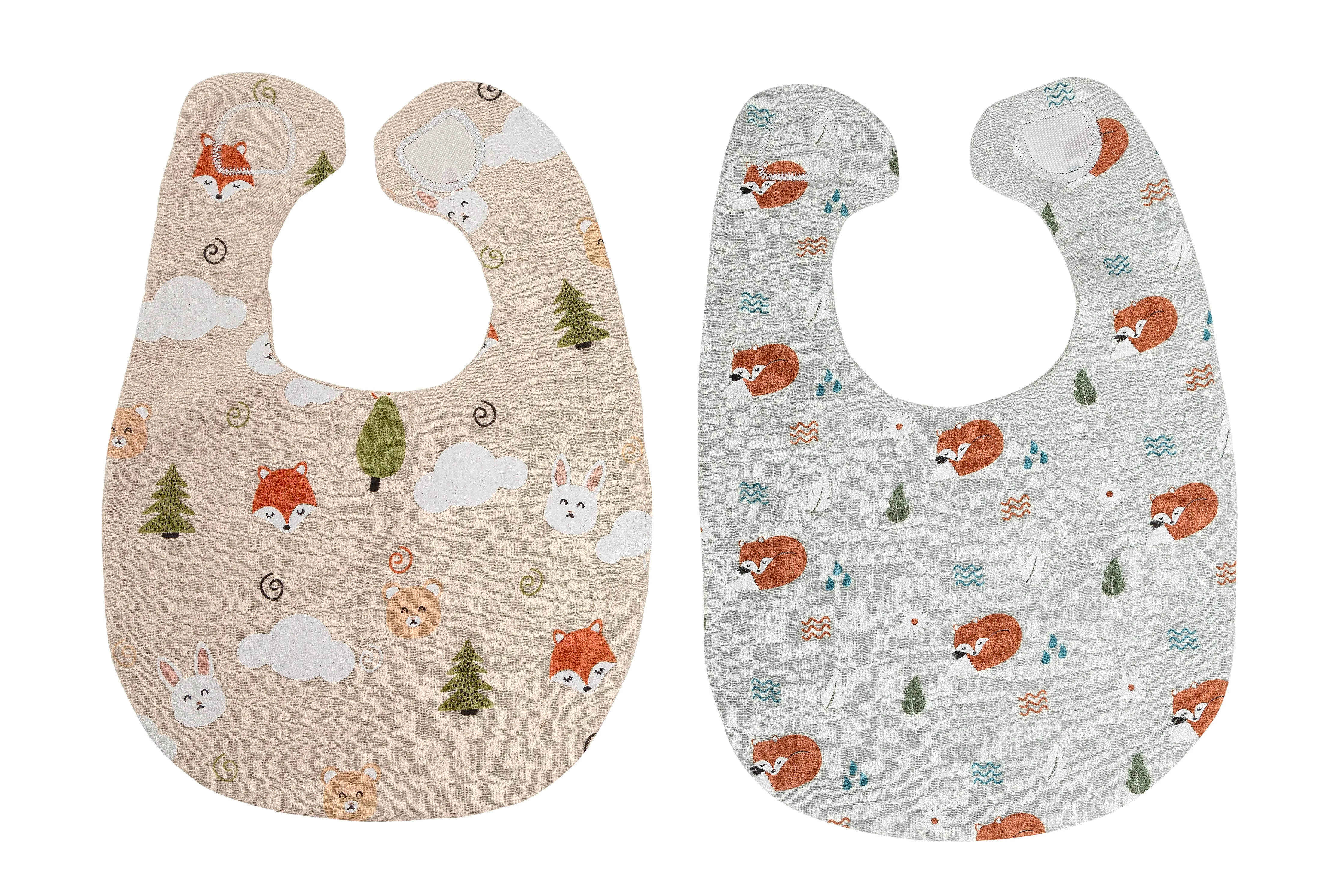 Woodland Muslin Cotton Bib Set